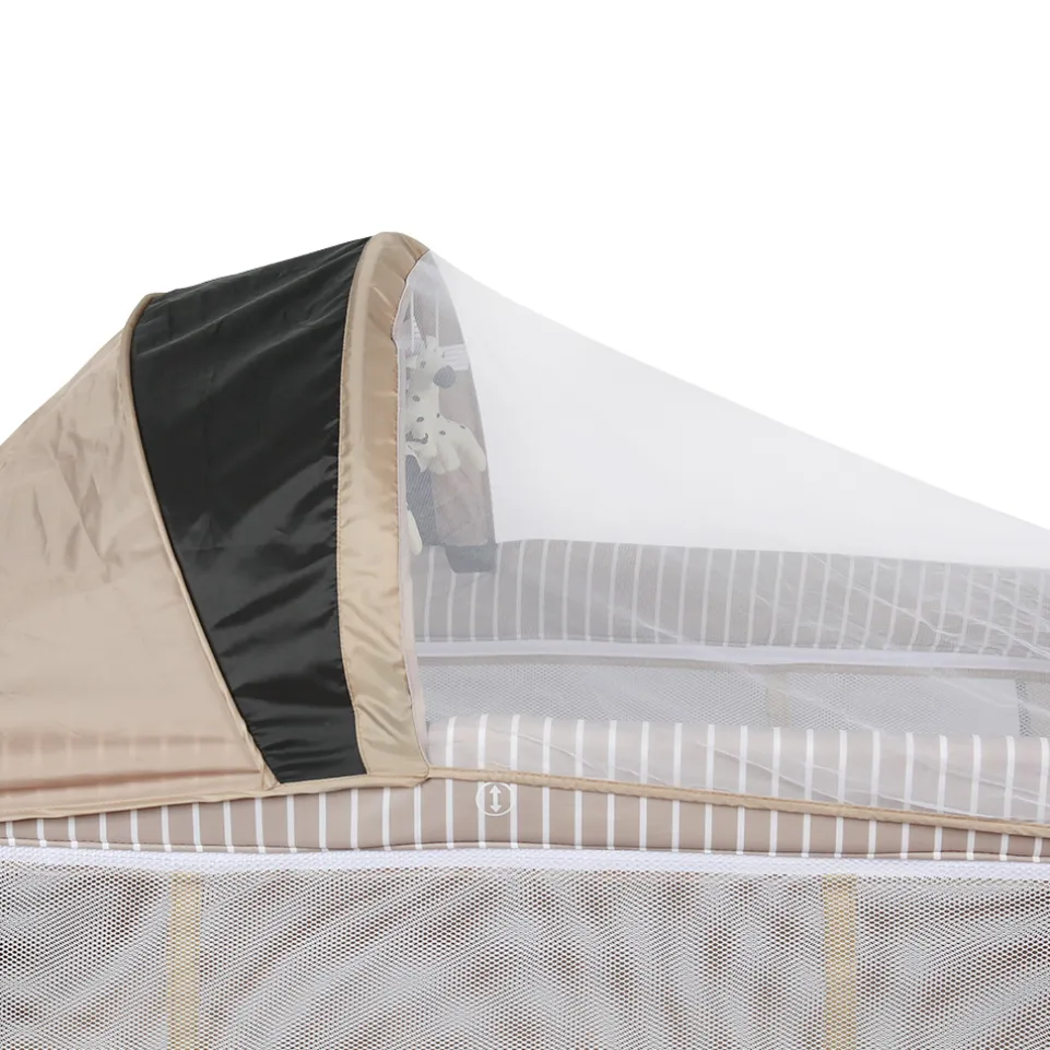 Barmøya 3-in-1 Baby-Reisebett mit Wickelauflage – Reisebett, Laufstall & Beistellbett beige