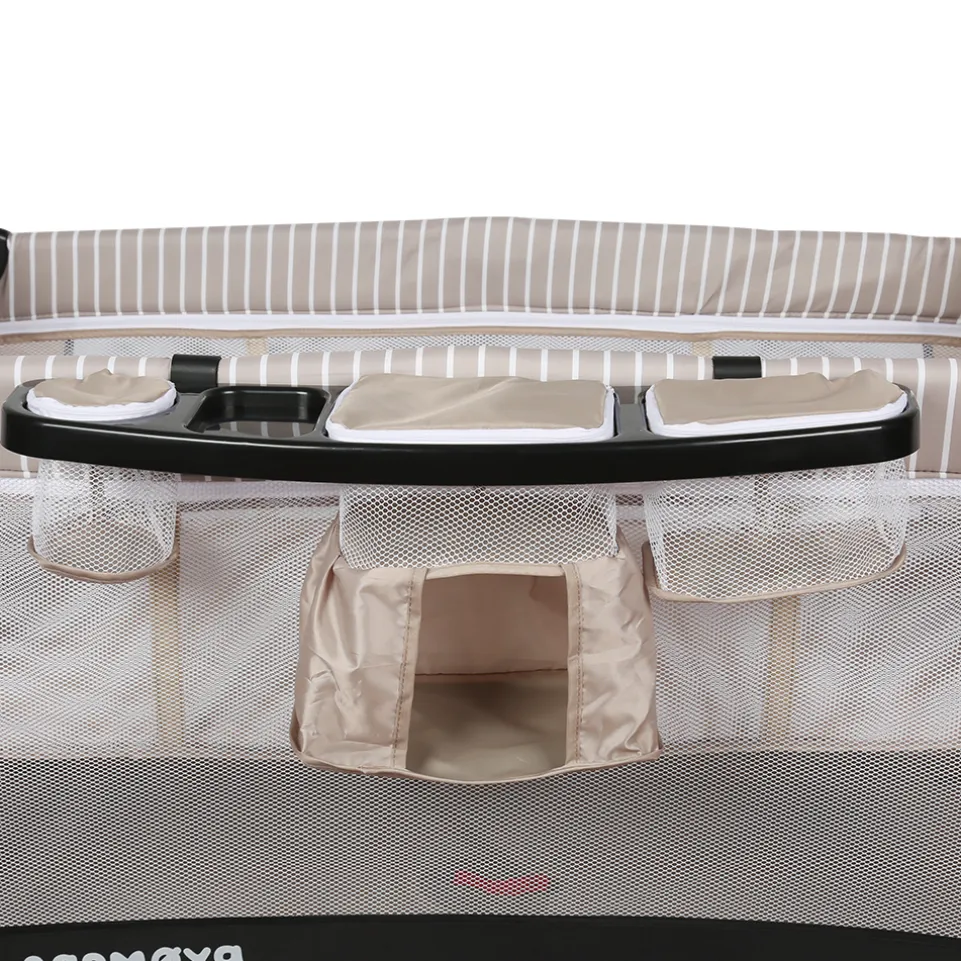 Barmøya 3-in-1 Baby-Reisebett mit Wickelauflage – Reisebett, Laufstall & Beistellbett beige