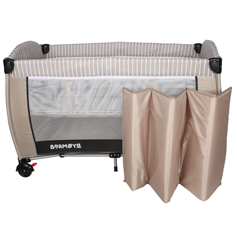Barmøya 3-in-1 Baby-Reisebett mit Wickelauflage – Reisebett, Laufstall & Beistellbett beige
