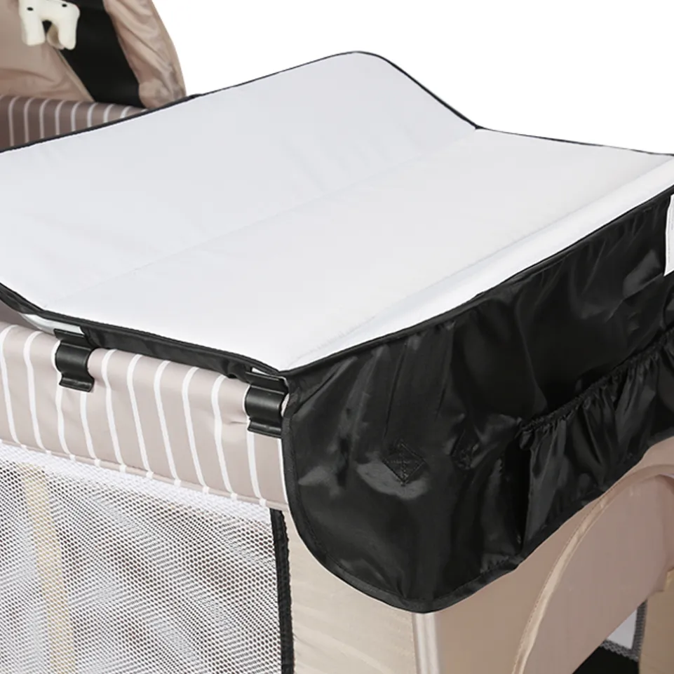 Barmøya 3-in-1 Baby-Reisebett mit Wickelauflage – Reisebett, Laufstall & Beistellbett beige