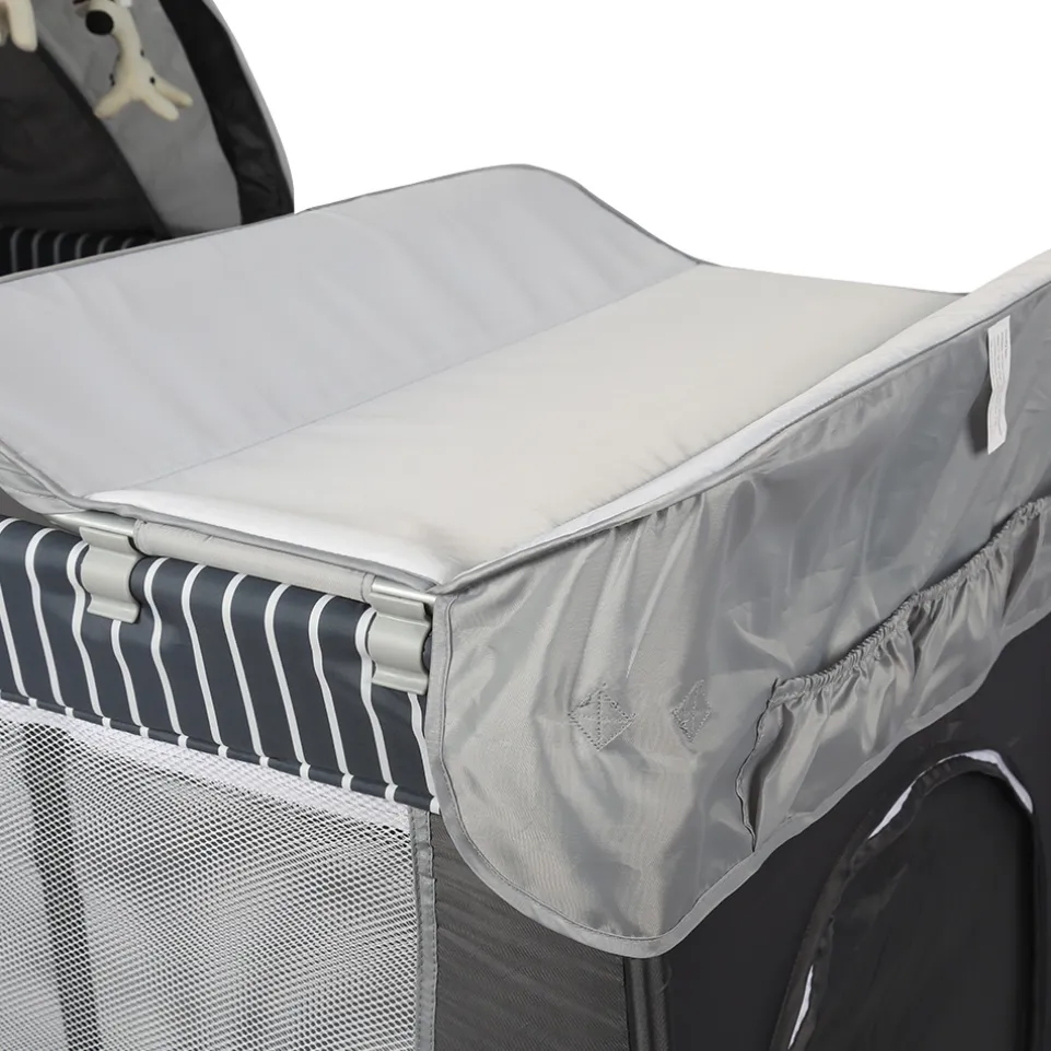 Barmøya 3-in-1 Baby-Reisebett mit Wickelauflage – Reisebett, Laufstall & Beistellbett grau
