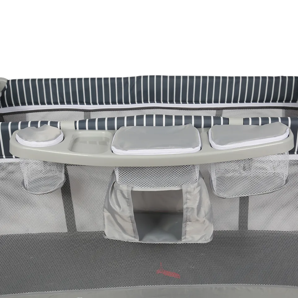 Barmøya 3-in-1 Baby-Reisebett mit Wickelauflage – Reisebett, Laufstall & Beistellbett grau