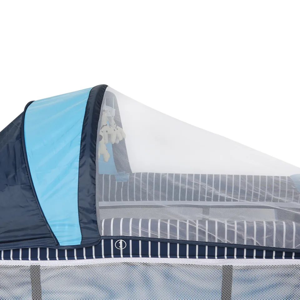 Barmøya 3-in-1 Baby-Reisebett mit Wickelauflage – Reisebett, Laufstall & Beistellbett blau
