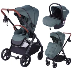 Barmøya 3-in-1 Kombi-Kinderwagen Komplettset grün