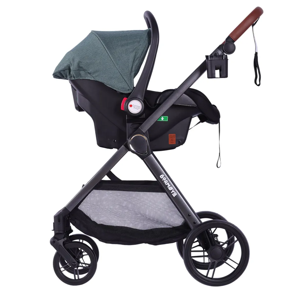 Barmøya 3-in-1 Kombi-Kinderwagen Komplettset grün