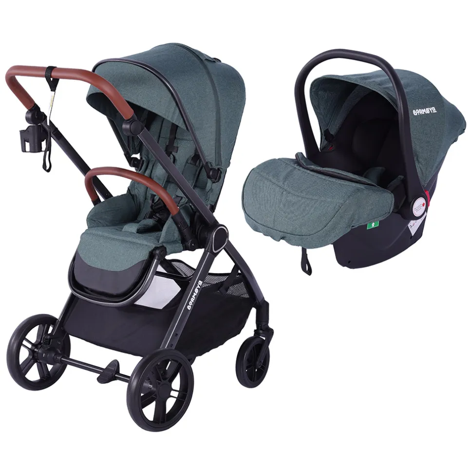 Barmøya 3-in-1 Kombi-Kinderwagen Komplettset grün