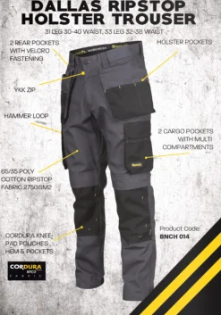 Bench Workwear Dallas Herren Arbeitshose BNCH 014-Grey/Black