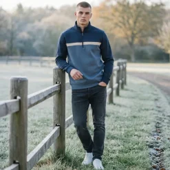 Ben Sherman Blue Two Tone Zip Herren Sweatshirt 1981080945