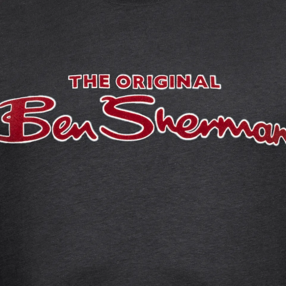 BEN SHERMAN Flocked Logo Herren T-Shirt 0076268-BLACK