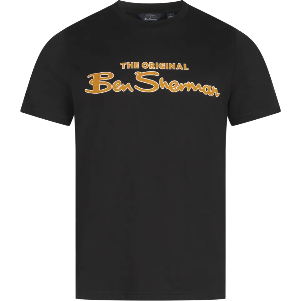 BEN SHERMAN Flocked Logo Herren T-Shirt 0076268N-BLACK