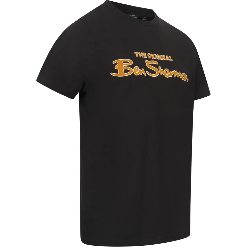 BEN SHERMAN Flocked Logo Herren T-Shirt 0076268N-BLACK