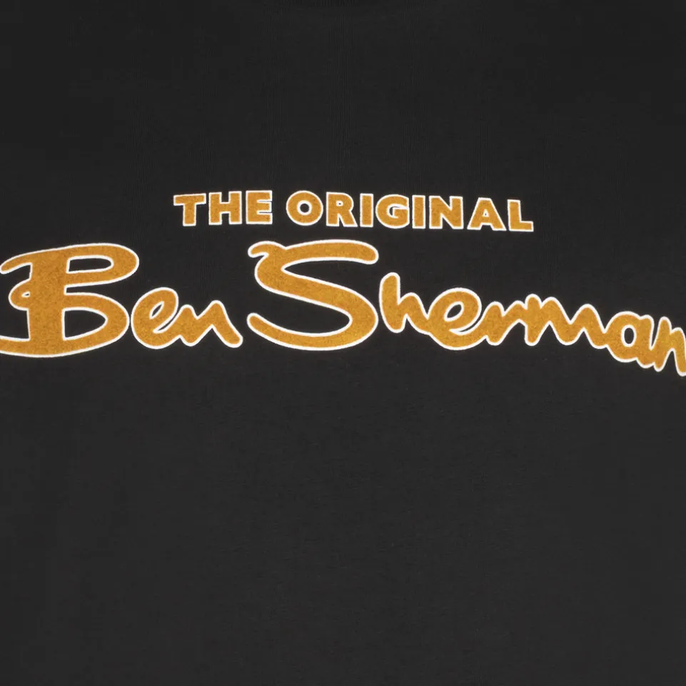 BEN SHERMAN Flocked Logo Herren T-Shirt 0076268N-BLACK