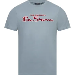 BEN SHERMAN Flocked Logo Herren T-Shirt 0076268-PETROL