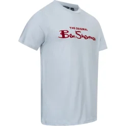 BEN SHERMAN Flocked Logo Herren T-Shirt 0076268N-ICEBLUE
