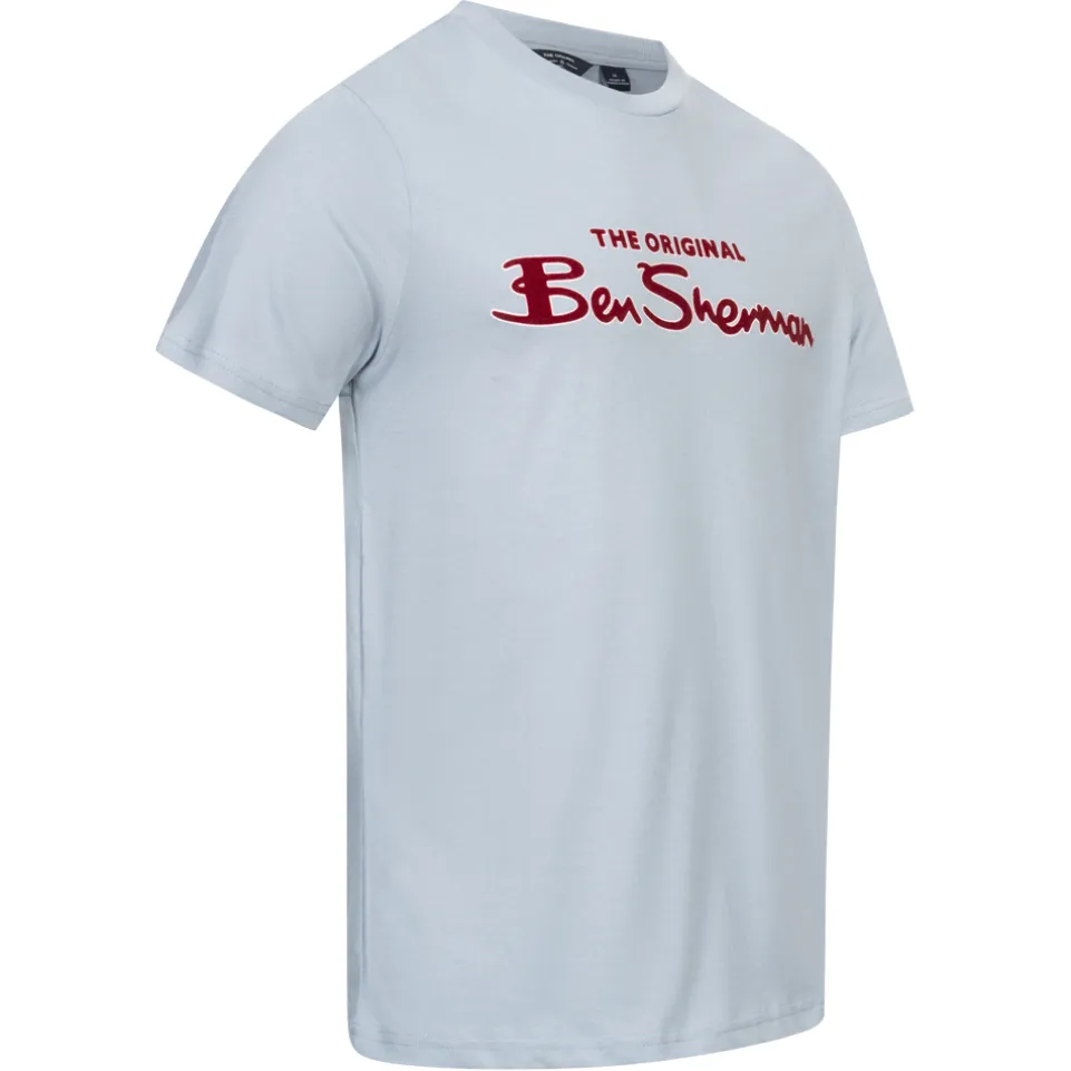 BEN SHERMAN Flocked Logo Herren T-Shirt 0076268N-ICEBLUE