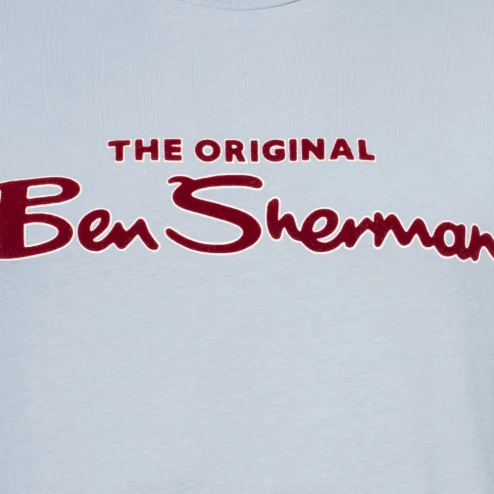 BEN SHERMAN Flocked Logo Herren T-Shirt 0076268N-ICEBLUE