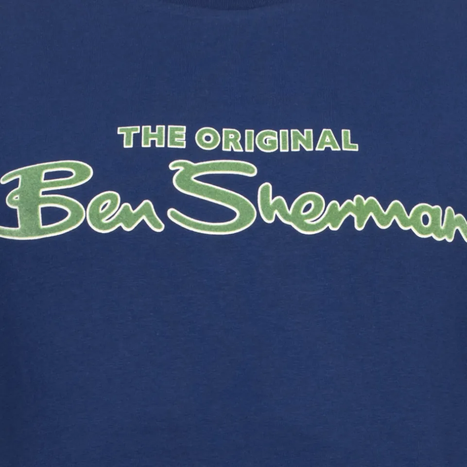 BEN SHERMAN Flocked Logo Herren T-Shirt 0076268-TWILIGHTDENIM