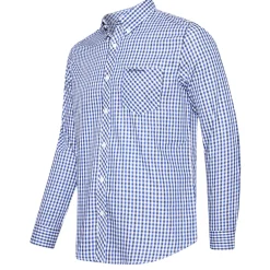 BEN SHERMAN Gingham Herren Langarm Hemd 0077860-BLUE