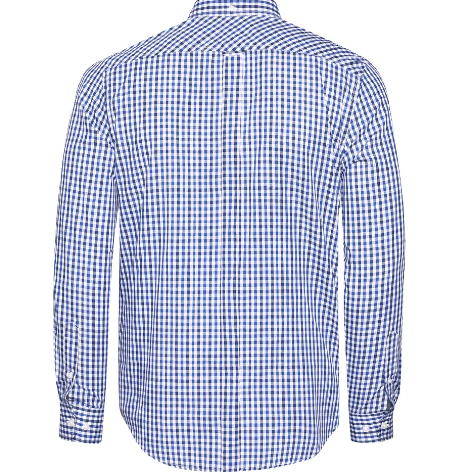 BEN SHERMAN Gingham Herren Langarm Hemd 0077860-BLUE