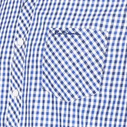 BEN SHERMAN Gingham Herren Langarm Hemd 0077860-BLUE