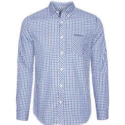 BEN SHERMAN Gingham Herren Langarm Hemd 0077860-BLUE