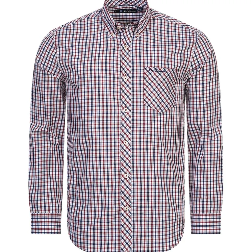 BEN SHERMAN House Check Herren Langarm Hemd 0077861-RED