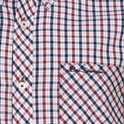 BEN SHERMAN House Check Herren Langarm Hemd 0077861-RED