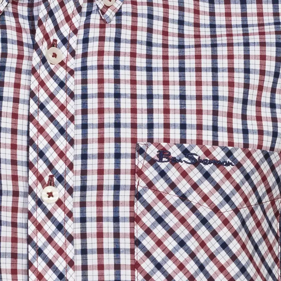BEN SHERMAN House Check Herren Langarm Hemd 0077861-RED