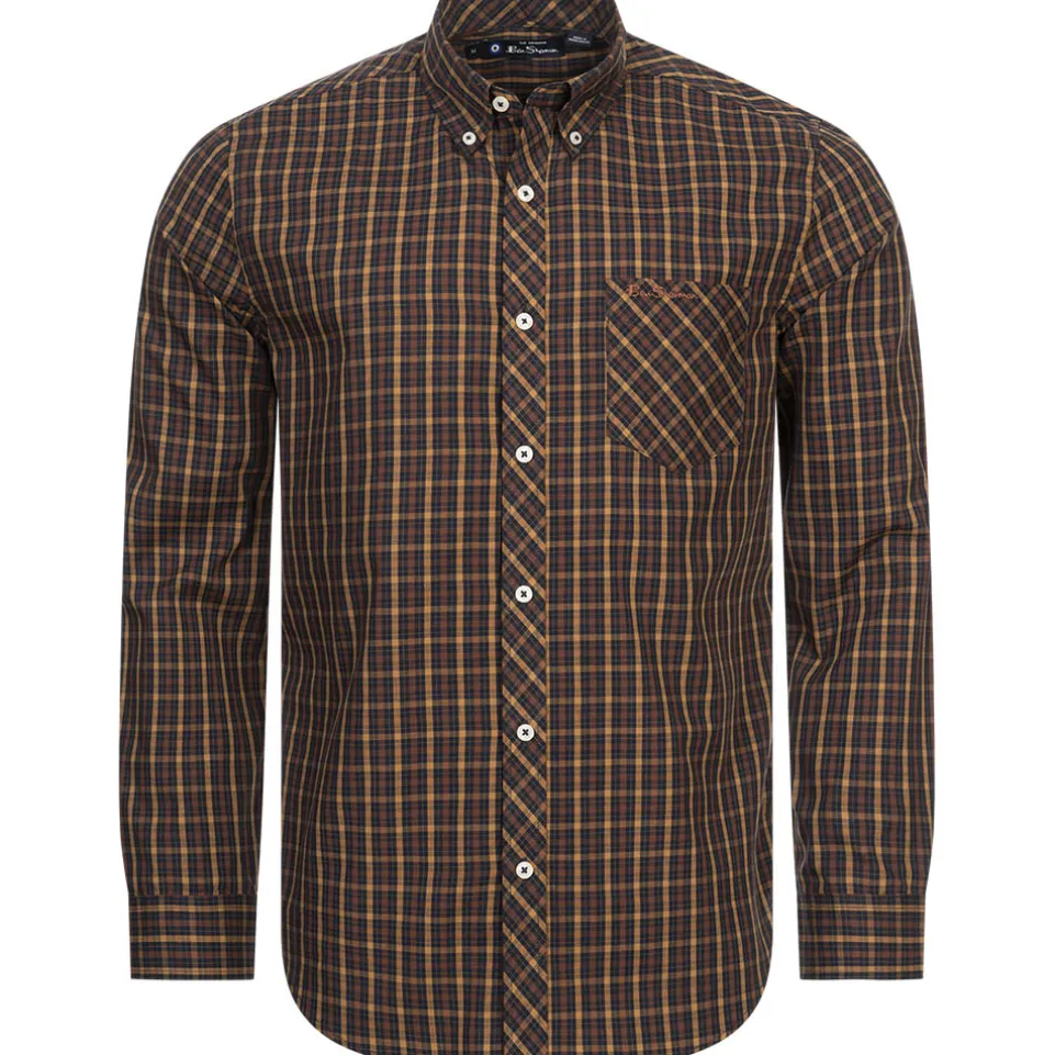 BEN SHERMAN House Check Herren Langarm Hemd 0077861-MARINE