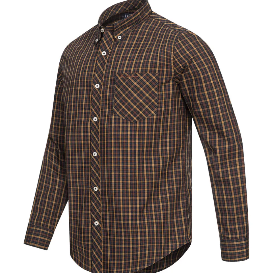 BEN SHERMAN House Check Herren Langarm Hemd 0077861-MARINE