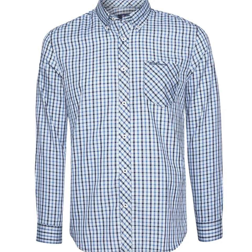BEN SHERMAN House Check Herren Langarm Hemd 0077861-LIGHTBLUE