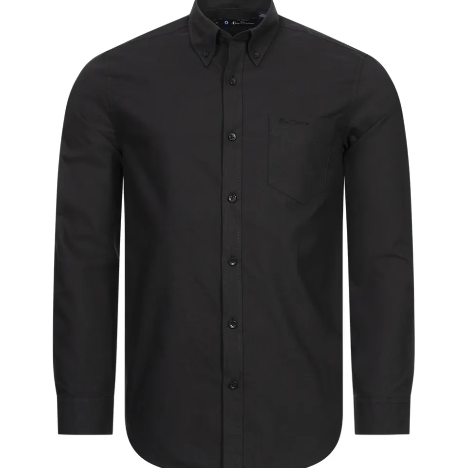 BEN SHERMAN Oxford Herren Langarm Hemd 0077857-BARELYBLACK