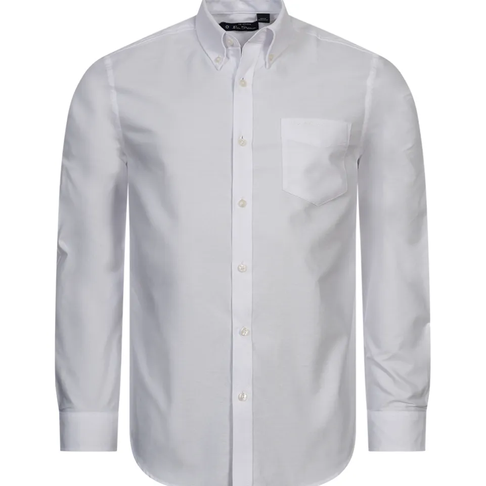 BEN SHERMAN Oxford Herren Langarm Hemd 0077857-WHITE