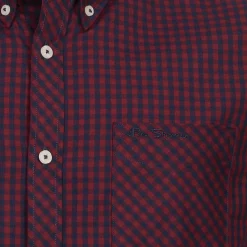 BEN SHERMAN Oxford Herren Langarm Hemd 0077858-DARKRED