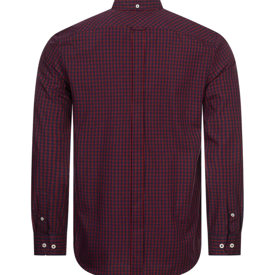 BEN SHERMAN Oxford Herren Langarm Hemd 0077858-DARKRED