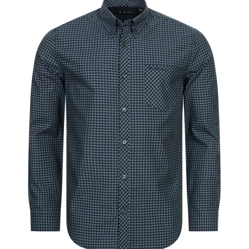 BEN SHERMAN Oxford Herren Langarm Hemd 0077858-DARKEMERALD