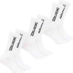 Billabong Unisex Crew Tennis Socken 3 Paar weiß BG-01 CREW