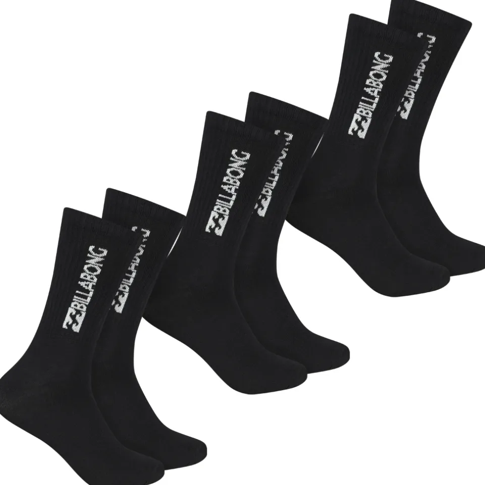 Billabong Unisex Crew Tennis Socken 3 Paar schwarz BG-02 CREW