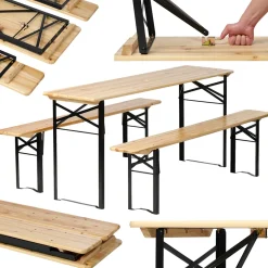 BIXENTE Bierzeltgarnitur 170 cm klappbar inkl. Schirmhalterung 3-tlg. Set