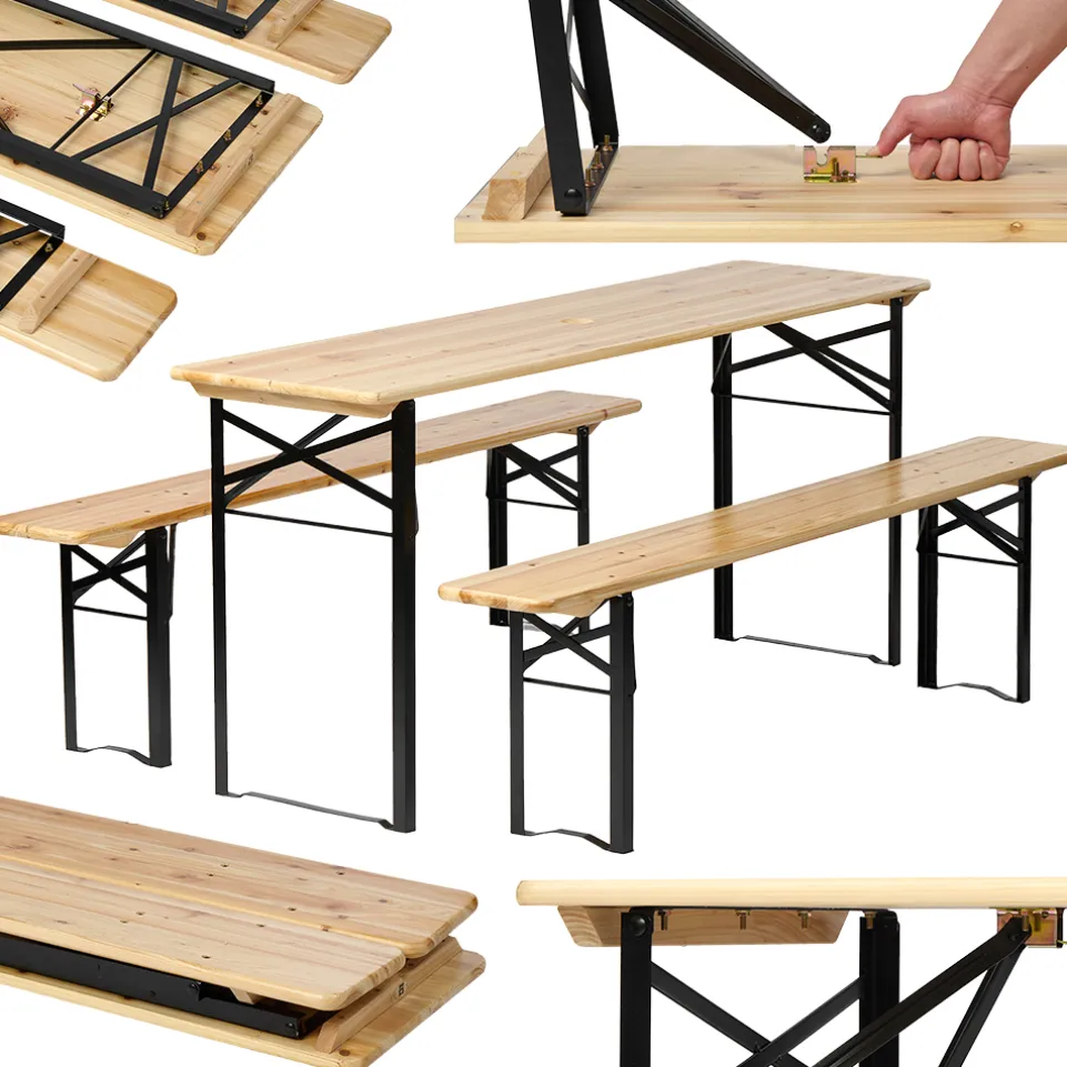 BIXENTE Bierzeltgarnitur 170 cm klappbar inkl. Schirmhalterung 3-tlg. Set