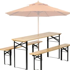 BIXENTE Bierzeltgarnitur 170 cm klappbar inkl. Schirmhalterung 3-tlg. Set