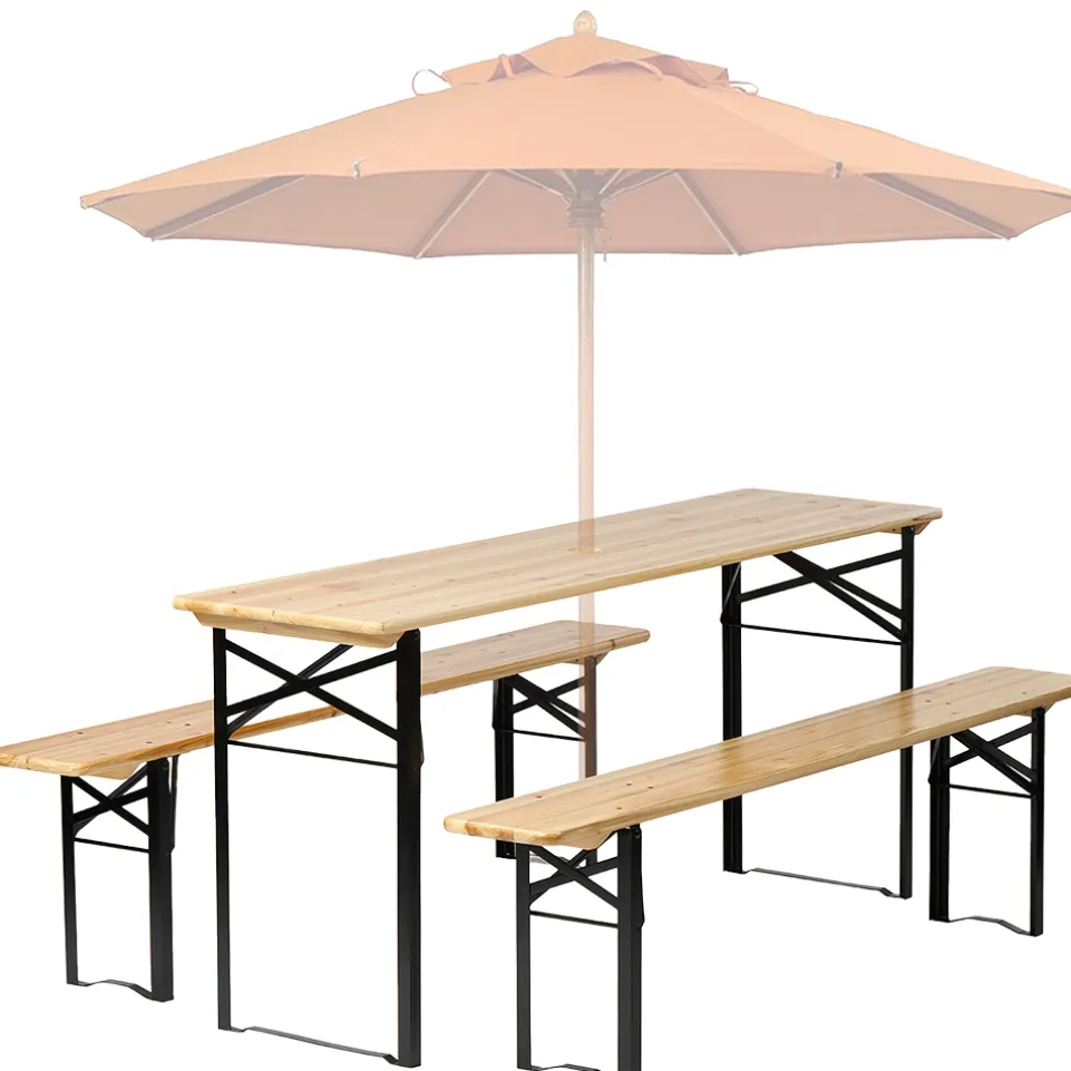 BIXENTE Bierzeltgarnitur 170 cm klappbar inkl. Schirmhalterung 3-tlg. Set