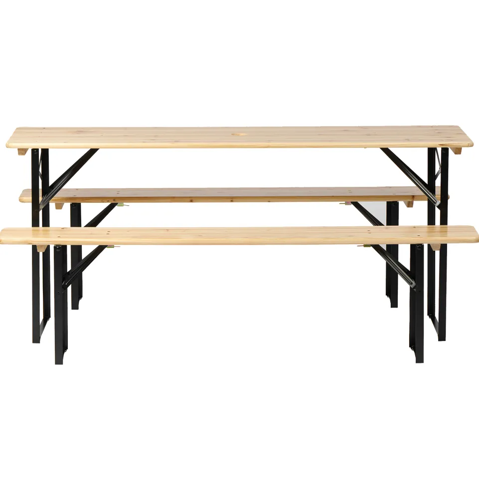 BIXENTE Bierzeltgarnitur 170 cm klappbar inkl. Schirmhalterung 3-tlg. Set