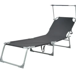 BIXENTE klappbare Gartenliege mit Sonnenschutz 188 cm 2er-Set schwarz