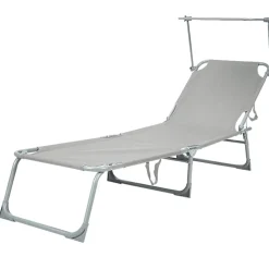 BIXENTE klappbare Gartenliege mit Sonnenschutz 188 cm 2er-Set grau