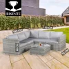 BIXENTE Polyrattan Garten-Lounge 5-Sitzer mit Tisch, Auflagen und Eisfach