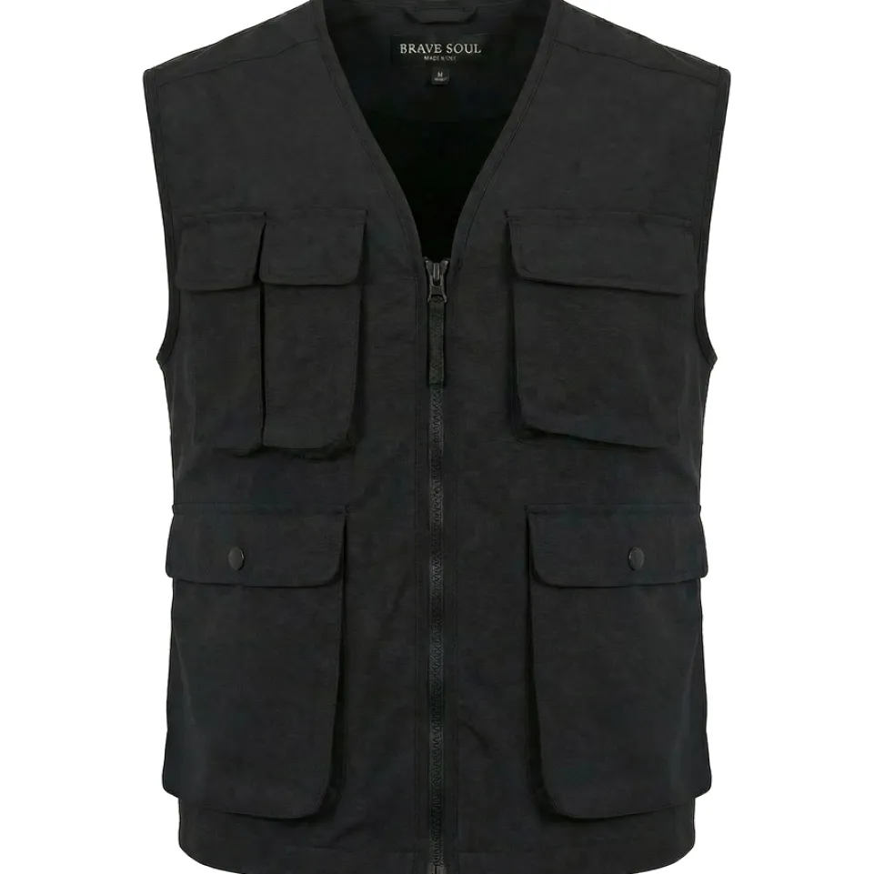 BRAVE SOUL® Trackvest Utility Herren Cargo Weste MJK-TRACKVEST-1