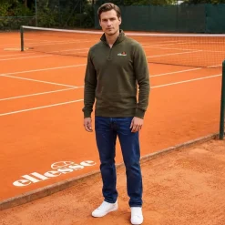 ellesse Benevento Herren 1/4-Zip Sweatshirt SOP23856-Khaki