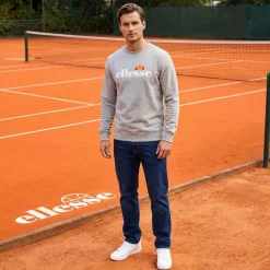 ellesse Kanya Crew Herren Sweatshirt SOP24044-Lt Grey Marl