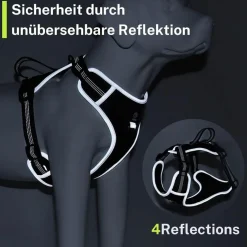FAVVITY PET gepolstertes reflektierendes Anti-Zug Hundegeschirr grau